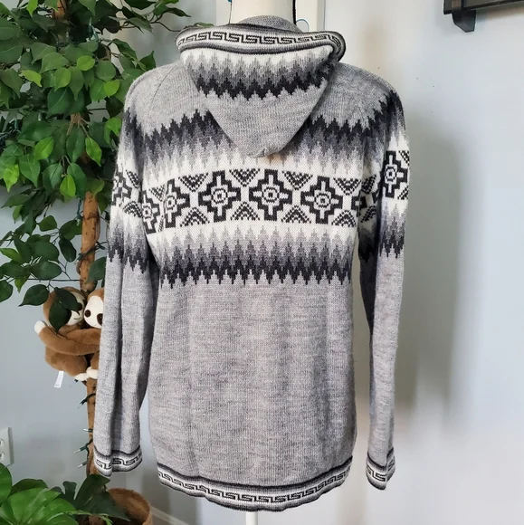 AMERICAN SOUTH SIDE Peruvian Alpaca Wool Blend Zip Sweater L - Picture 4 of 11